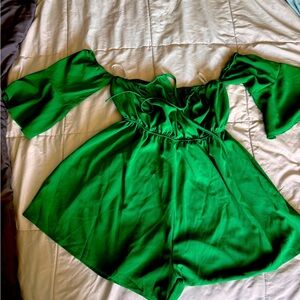 Green Off-Shoulder Romper
